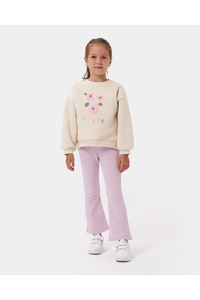 Magu Girl's Spanish Tights and Embroidered Cotton Sweatshirt Set