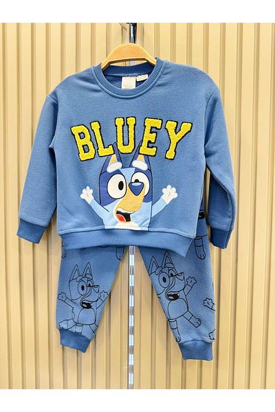 Magu Set de hanorac și pantaloni de trening din bumbac albastru unisex cu model Bluey