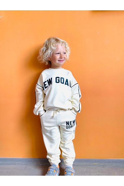 Magu Boy's Winter Sweatshirt and Sweatpants Set - Slogan, Cotton