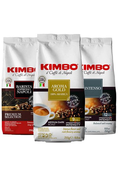 Kimbo Espresso Napoli + Aroma Gold + Intenso Core Coffee (250 g) (Set of 3)