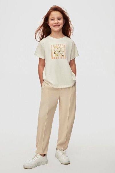 NK Розова тениска за момичета - цвят екрю, за възраст 8-14 години