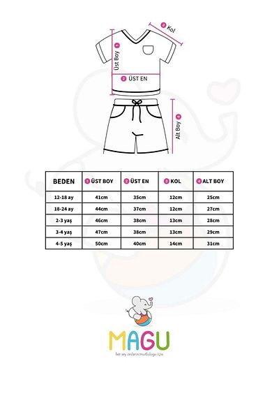 Magu Unisex Μπλε παιδικό μπλε εμπριμέ βαμβακερό φούτερ Σορτς κάτω-πάνω σετ