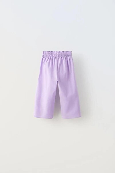 Magu Set cămașă și pantaloni pentru fetiță cu fundă din popelin violet