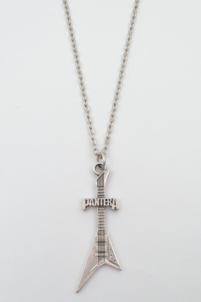 Bu Farklı Pantera Elektro Gitar Gümüş Kaplama Düz Zincir Kolye