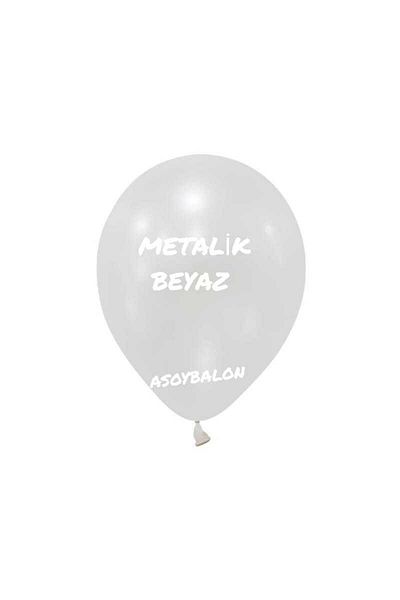 asöy 10 Pieces 30 Cm Metallic White Balloons for Birthday - Standard Size