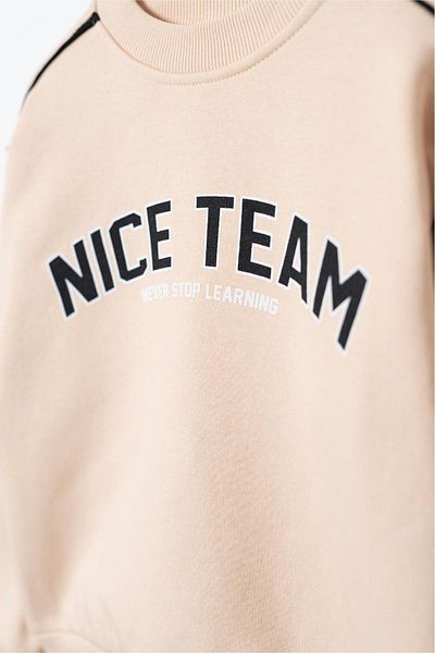 Magu Boy's Slogan Cotton Sweatshirt and Sweatpants Set