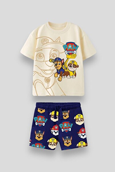 Magu Paw Petrol Patterned Children's Oversize T-shirt and Shorts Set