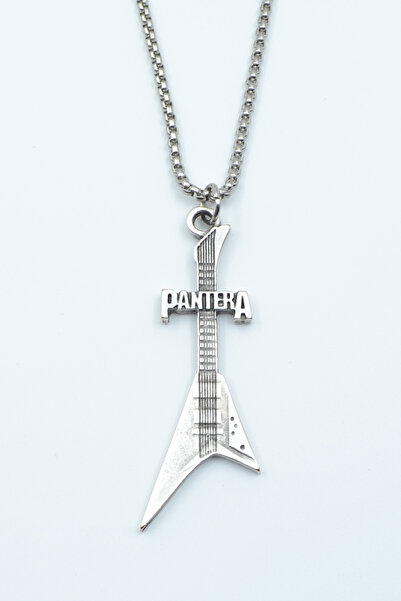 Bu Farklı Pantera Elektro Gitar Gümüş Kaplama Örme Zincir Kolye
