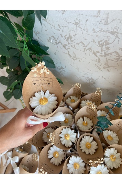 ceysethome Kokulu Papatya Çiçek Mum Buketleri Kişiye Özel Nişan/Söz Hediyesi ...