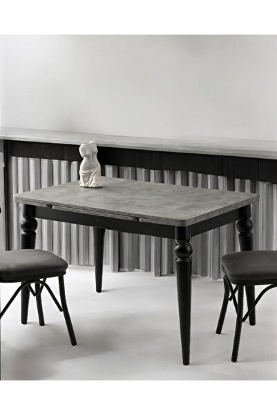 Viento Mobilya Arda Retro Gümüş Desen Yanlardan Açılır 120X80 Masa (Açılımış Ölçüsü 180X80)