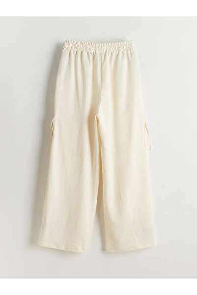 LC Waikiki LCW Kids Ekru Beli Lastikli Kız Çocuk Kargo Eşofman Altı