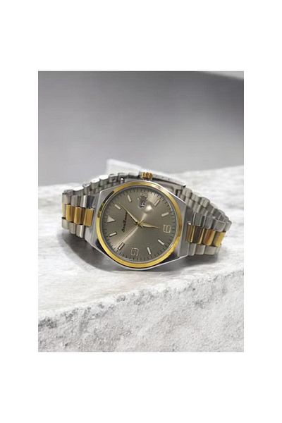 Rivoly Men's Stainless Steel Analog Quartz Watch Date Display Easy to Read Fashion Design Waterproof