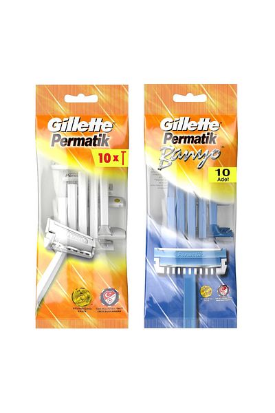 Gillette Permatic Single Blade and Permatic Bathroom Set 10 Pc