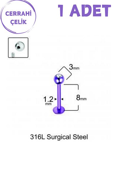 Blisse Piercing Unisex Zircon Oval Stone Surgical Steel Tragus Helix Labret Piercing