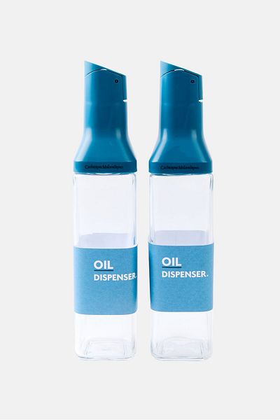 Catherine Malandrino 2 Pcs Glass Oil Dispenser Set, Slate Blue