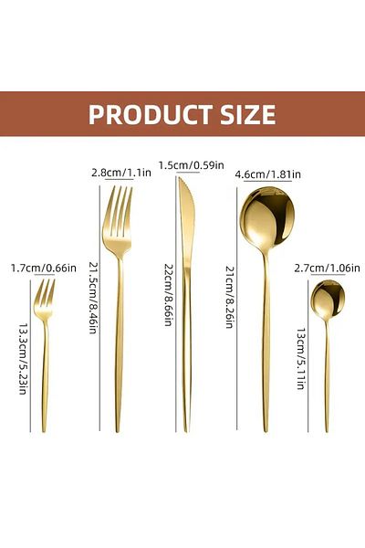 Birinci 5-Piece Stainless Steel Cutlery Set Includes Fork Knife Spoon Fork Dessert Spoon Dessert Fork