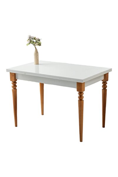 Viento Mobilya Smart Beyaz Renk Yanlardan Açılır 110X70 Mercan Ahşap Ayak Masa (Açılımış Ölçüsü 170X70)