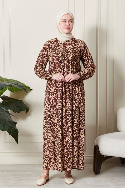fistan Shirring Robadan Μπροστινά κουμπιά από ύφασμα βισκόζης Φόρεμα προσευχής για μητρικό φόρεμα