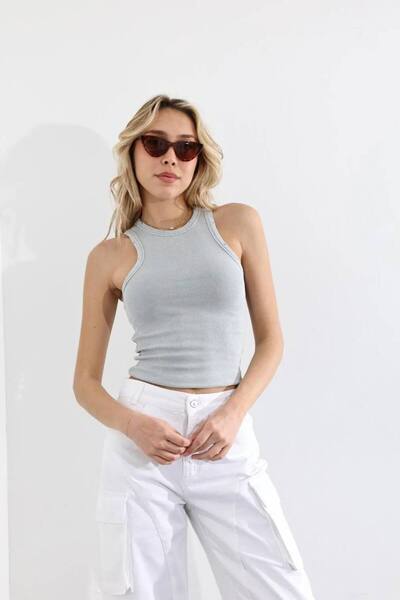 Vumia Collection Βαμβακερό Κοντό Φανελάκι με Ραφές