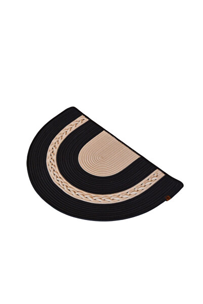 HomeTurko Modern Washable Bohemian Mat Wicker, Jute and Braided Half Moon Design