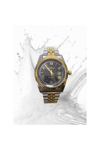 Rivoly Men's Stainless Steel Analog Quartz Watch Date Display Easy to Read Fashion Design Waterproof