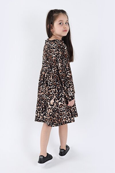 aden kids Момиче рокля с леопардови шарки с волани и детайли