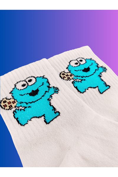 Shuttle Park Προσαρμοσμένες κάλτσες Unisex Cookie Monster Πολύχρωμες άνετες κάλτσες με διασκεδαστικό στυλ Λευκές κολεγιακές κάλτσες