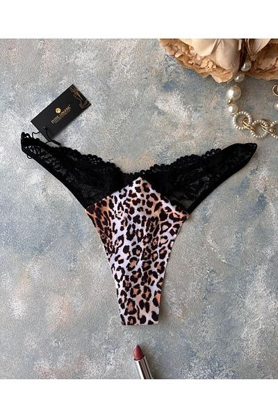 İntive Lingerie Tanga braziliană din dantelă leopard tăiată cu laser Leo - HP