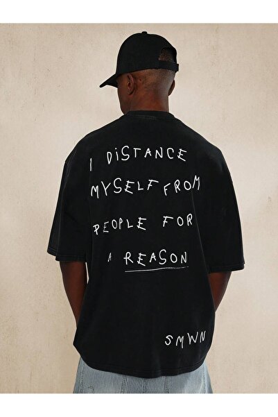 Vordevia Памучна тениска с щампа Distance Oversize