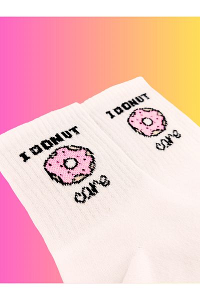 Shuttle Park Ειδικές κάλτσες Unisex I Donut Care Πολύχρωμες άνετες μοτίβες διασκεδαστικό στυλ Γραπτές λευκές κολεγιακές κάλτσες