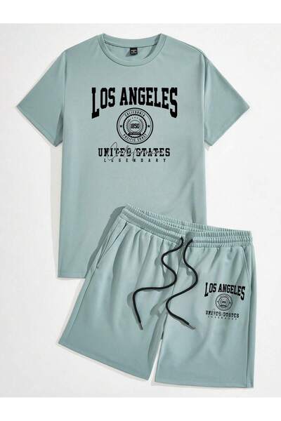 Tarzsokak طقم تي شيرت وسروال قصير مريح للرجال من Manfinity Chillmode بتصميم ج...