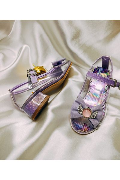 patik ayakkabı Princess Children's Transparent Shoes with Heels