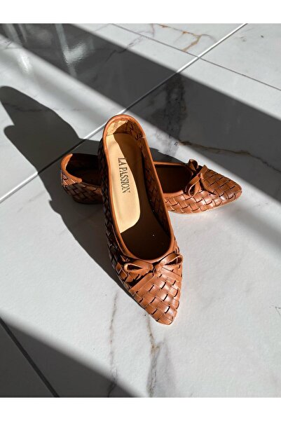 LA PASSION Ručně pletené kožené dámské baleríny s mašlí