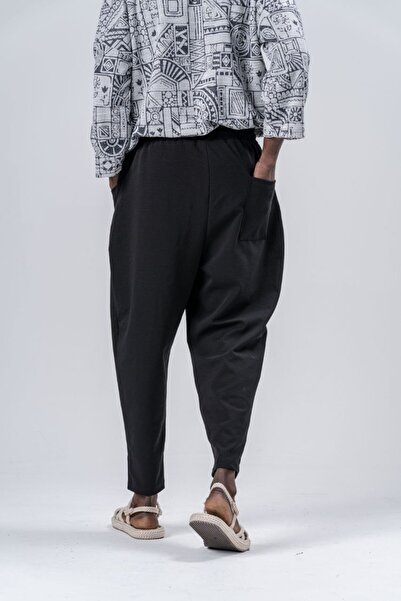 Superbluemexico Чоловічі штани з кишенями ззаду, чорні, шальвар