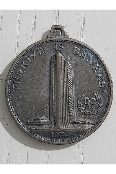 Edi Antik 1974 Date Türkiye İş Bankası 50.Yıl Commemorative Medal. 4 cm in Diameter