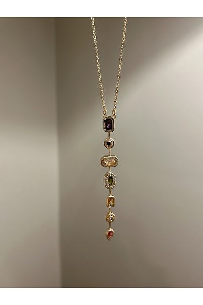 Store قلادة حجرية ملونة