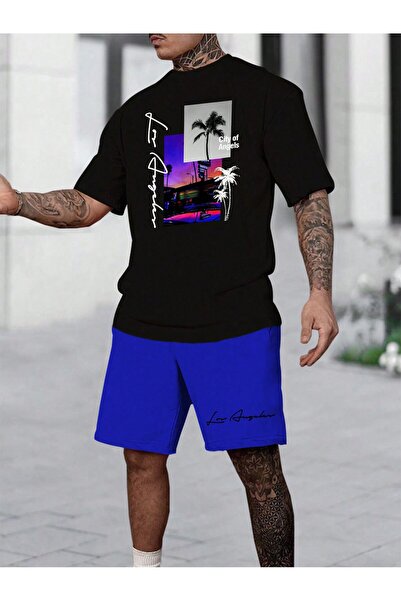 Tarzsokak Σετ ανδρικών κοντομάνικων μπλουζών και σορτς Manfinity RSRT με στάμ...