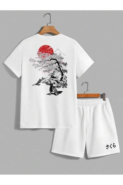 Tarzsokak طباعة صورة ظلية لشجرة زهر الكرز والساموراي على الطراز الياباني من M...