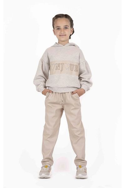 best kids Girl's Stone Color Leather Trousers