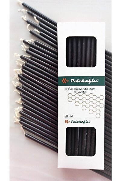 Petekoğlu (40 Adet Siyah) Balmumu Mum Petekoğlu Dilek Mumu Ritüel Tören Pasta Mumu Doğum Günü Parti Mumu