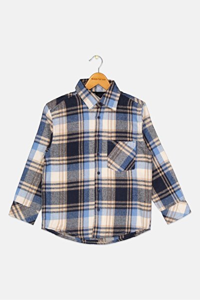 Burnside قميص كاروهات بأكمام طويلة وياقة عريضة للأطفال، متعدد الألوان