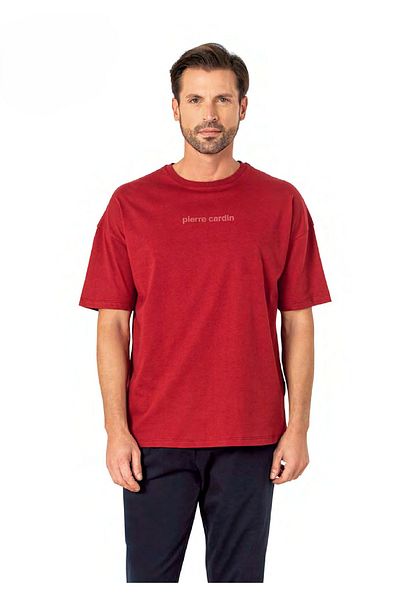Pierre Cardin Men's Oversize Summer Pajamas - 100% Cotton Season Set with Pockets and Short Sleeves