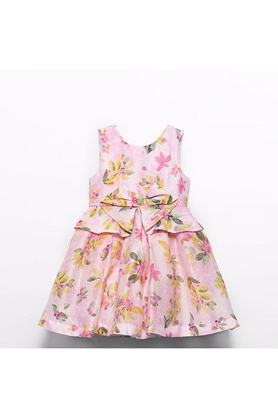 Abel & Lula Abel and Lula Girl Luxury Linen Pastel Floral Powder Dress L25Y5063