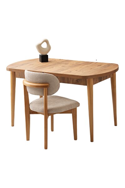 Viento Mobilya Kelebek Kaşıklıklı Diş Budak Açılır Naturel Ahşap Ayak 140X80 Masa (Açılımış Ölçüsü 175X80)