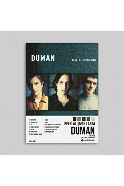 Orendart Duman - Belki Alışman Lazım Albüm Spotify Çerçevesiz Tasarım Poster
