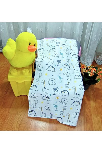 TetraRosa 1 Multi-Purpose 80X75 cm Elephant Giraffe Patterned Muslin Blanket