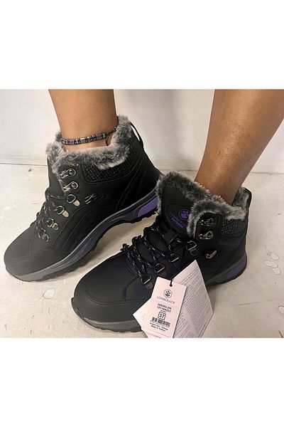 lumberjack Women's Black-Purple Color Furry Inside Winter Boots Shoes Debora Bot-&-Bootie