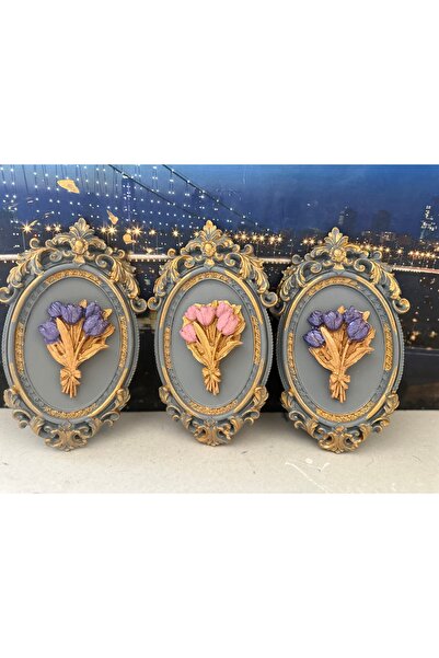 busraconcept Set de 3 picturi lalele 22cm