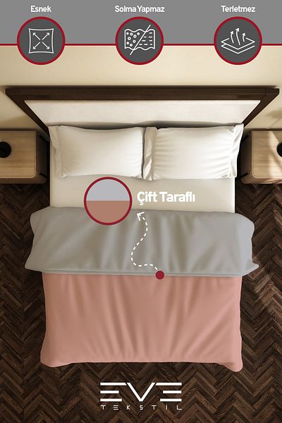 Eve Tekstil غطاء لحاف حديث مضاد للحساسية مزدوج من رانفورس، غطاء لحاف مزدوج الجوانب، 200 × 220 سم