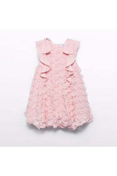 Abel & Lula Abel and Lula Girl 3D Shoulder Sleeve Detailed Chiffon Dress Pink L25Y5042